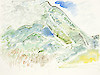 Etel Adnan, Tamalpaïs, 1990's Aquarelle sur papier 46 x 61 cm ©The Estate of Etel Adnan et Galerie Lelong